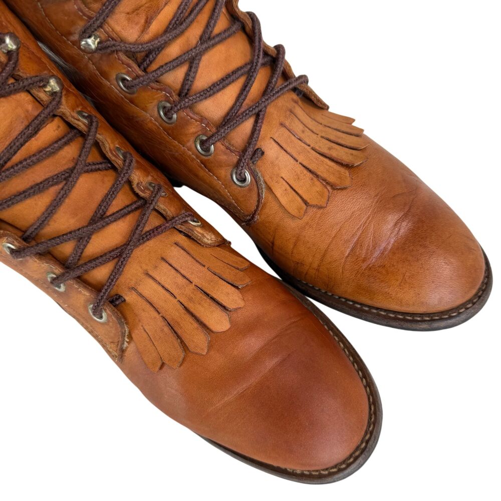 Justin L0621 Kiltie Roper Women's Size 6.5B Distressed Leather Boots USA Made